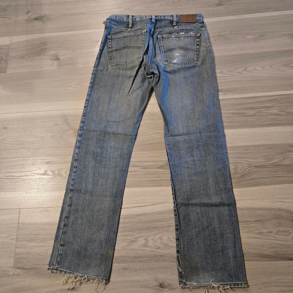 Vtg Armani Jeans Mens 40 Blue Distressed Y2K Straight Leg Button Fly Denim 30x30